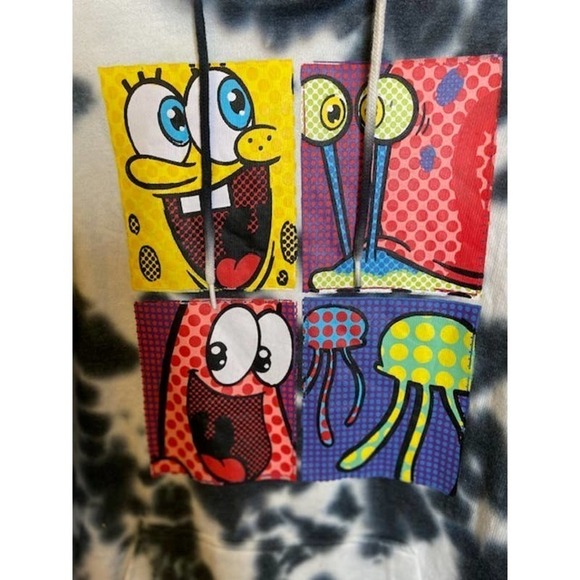 Spongebob Squarepants Tie Dye Hoodie Sweatshirt Nickelodeon Size Large NWTs - Picture 4 of 6